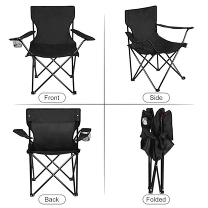 Portable Foldable Camping Chair with Water Bottle Slot & Padded Seat