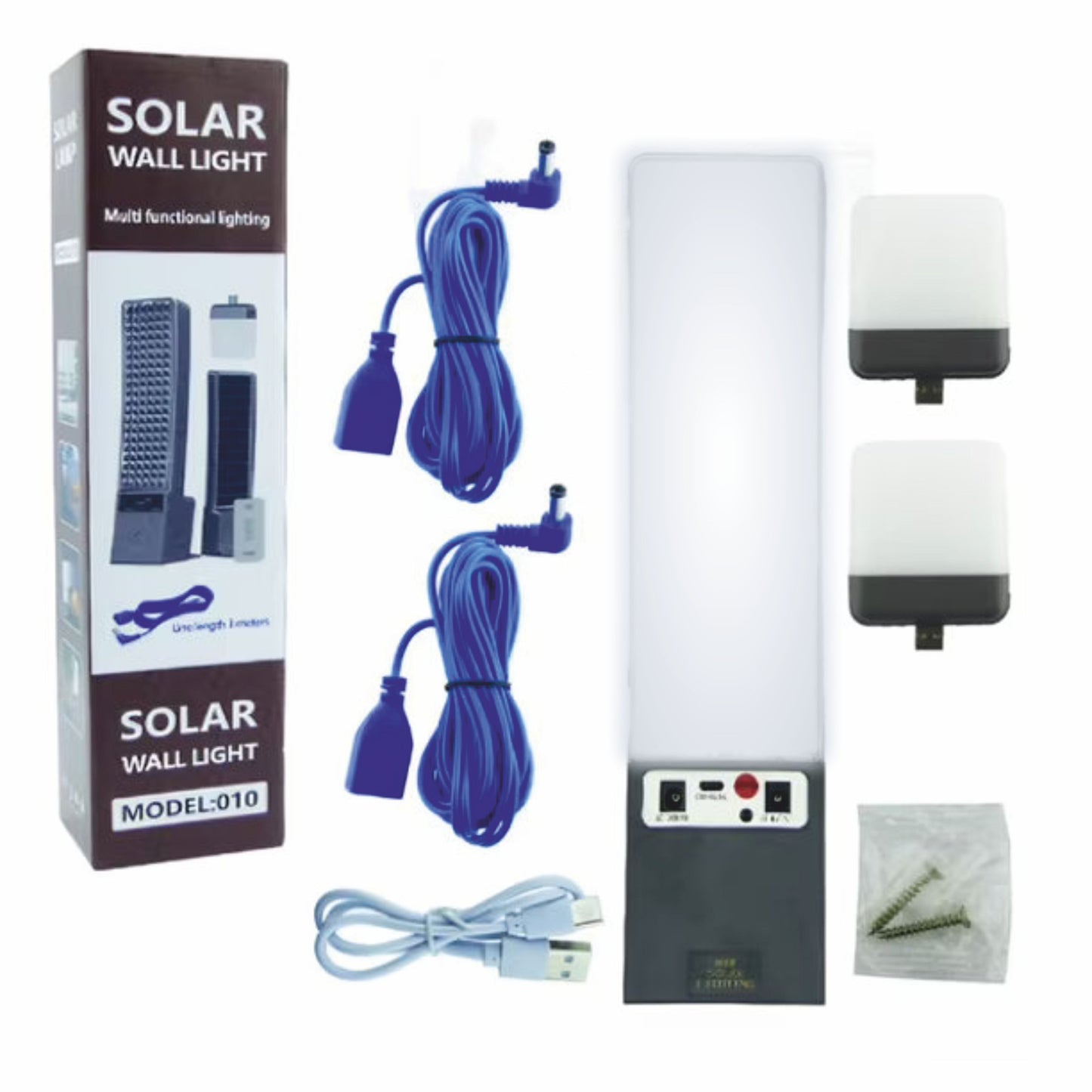 3-in-1 Solar LED Wall & Desktop Lamp with 80W Power, 3 Meter Cables, Removable Lights, Remote Control & Rechargeable Solar Panel for Indoor & Outdoor Lighting