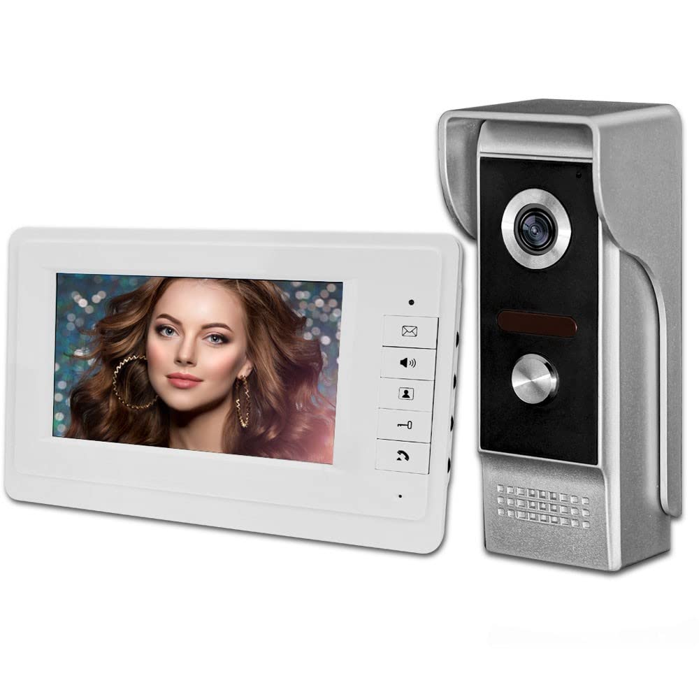 Wired Video Door Phone Intercom System with 7-Inch TFT-LCD Screen, Night Vision Camera, 2-Way Audio, Remote Unlock & Do Not Disturb Function for Home & Villa Security