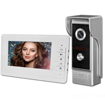 Wired Video Door Phone Intercom System with 7-Inch TFT-LCD Screen, Night Vision Camera, 2-Way Audio, Remote Unlock & Do Not Disturb Function for Home & Villa Security