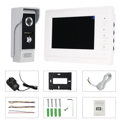 Wired Video Door Phone Intercom System with 7-Inch TFT-LCD Screen, Night Vision Camera, 2-Way Audio, Remote Unlock & Do Not Disturb Function for Home & Villa Security