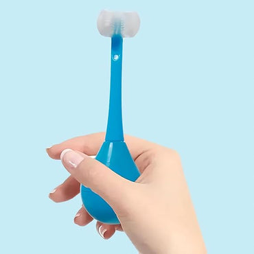 Three-Sided Children's Toothbrush, Three-Sided Soft Hair Tooth Toothbrush, Effective Wrap-Around Design, Deeply and Thoroughly To Clean Teeth and Gums, Soft and Gentle (Blue)