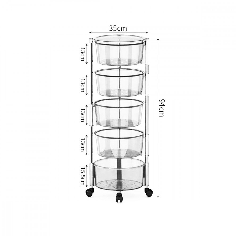 Transparent Multi Layer Rotating Storage Basket Rack with Removable Baskets