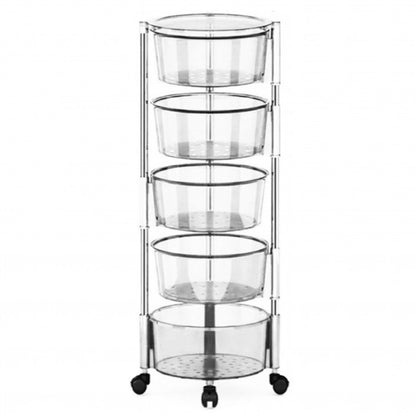 Transparent Multi Layer Rotating Storage Basket Rack with Removable Baskets