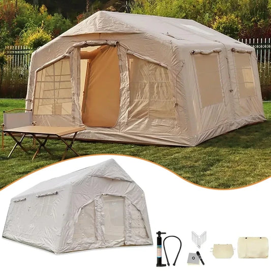 Inflatable Waterproof Outdoor Portable Camping Tent with Manual Air Pump - 4.8 × 3.5 × 2.5 Meters & 8-10 Persons Capacity