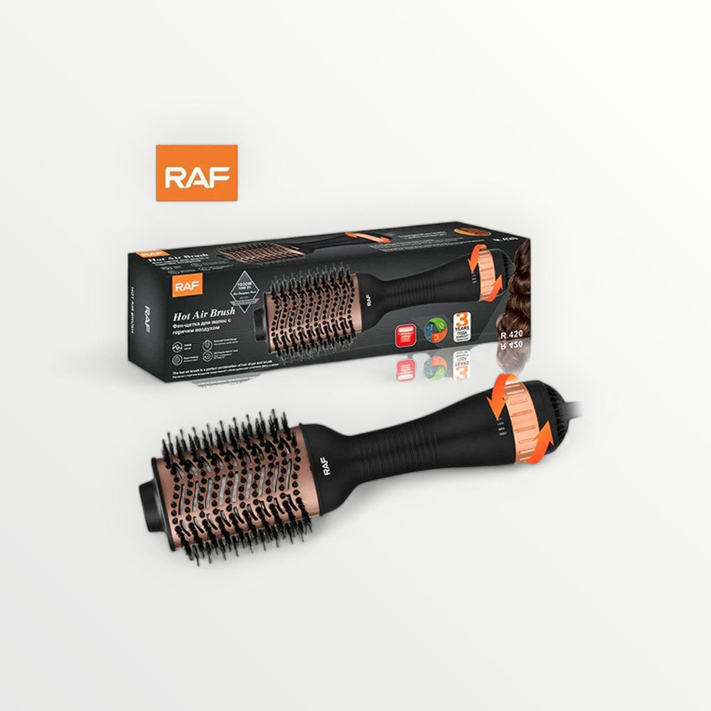 RAF 1000W Professional 4-in-1 Hot Air Brush Hair Styler with Adjustable Temperatures and Ceramic Coating