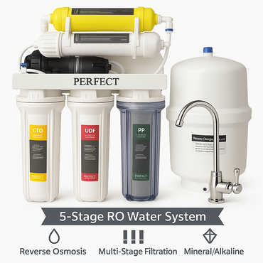 PERFECT Water Filtration System & Purifier with 5-Stage Reverse Osmosis Technology for Clean, Healthy, Great-Tasting Drinking Water - with Installation