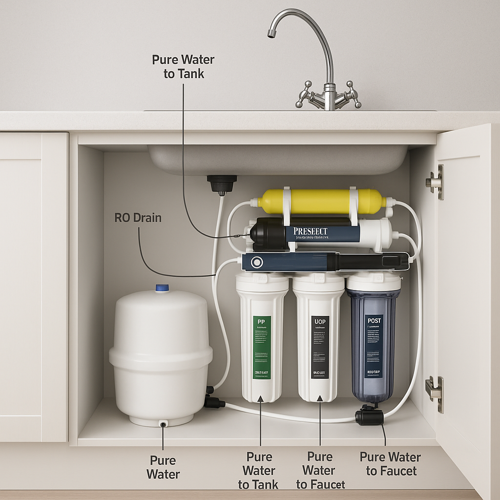 PERFECT Water Filtration System & Purifier with 5-Stage Reverse Osmosis Technology for Clean, Healthy, Great-Tasting Drinking Water - with Installation