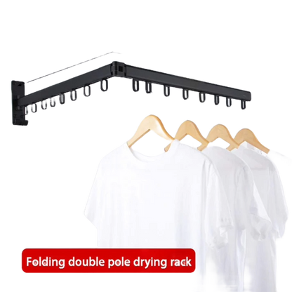 Wall-Mounted Metal Triple Foldable Clothes Drying Rack with Extension Rod, Push-Pull Design, 180° Rotation, and Punch-Free Installation