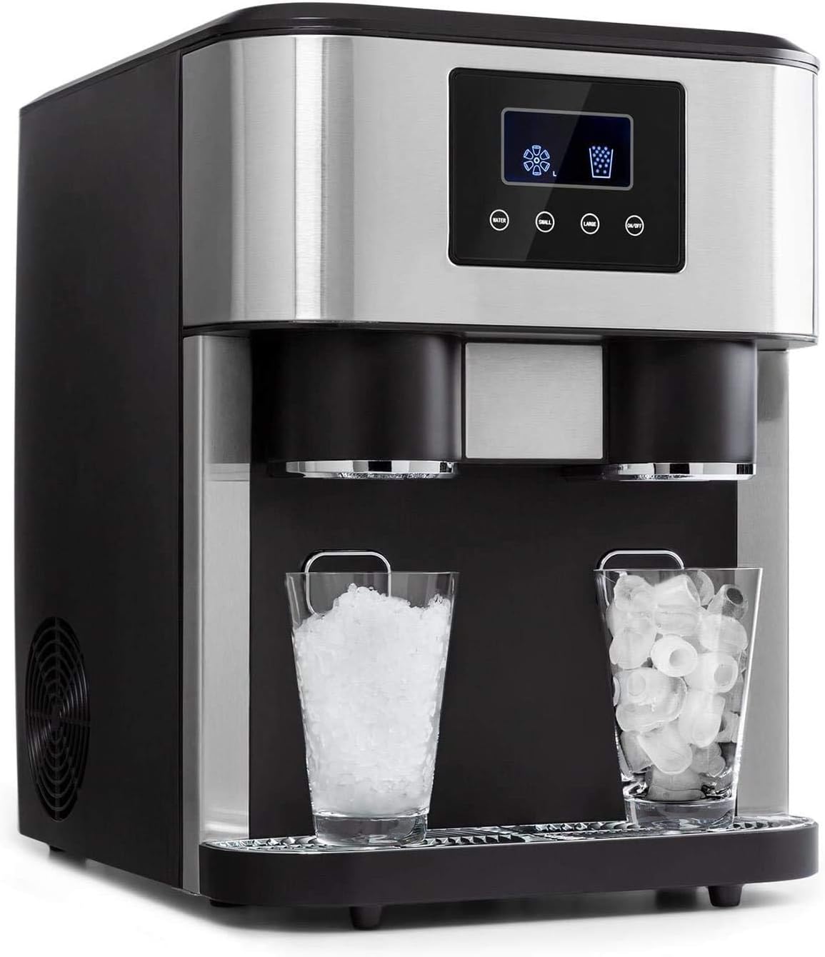 3-in-1 Ice Maker with Crusher & Cold Water Dispenser, 1.8L Water Reservoir, 600g Storage, 15–18kg - Day Output