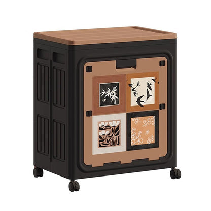 148L Foldable & Stackable Large Capacity PP Storage Box with Wheels for Bedroom, Living Room & Office Organization - 66 x 57 x 37 cm