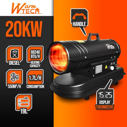 WarmTECH 20KW Diesel Heat Cannon with Thermostat