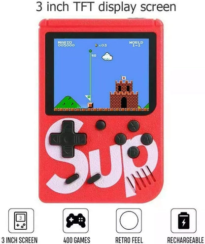 400-in-1 Retro Handheld Game Box Console with 3.0" LCD, TV Output & 6-Hour Battery