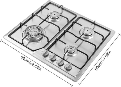 Happy Home - 4 Burner Built-in Gas Cooktops Stainless Steel Natural Gas Stove Top Electric Battery Ignition Gas Stove
