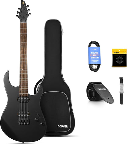 Metal Electric Guitar Beginner Kits with Bag, Strings, Strap, Cable, Strings Dampener for Rock Music Lover