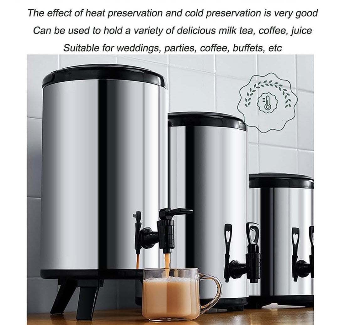 12L Triple-Layer Stainless Steel Beverage Dispenser with 304 Steel Liner, Foldable Tripod Stand, -30°C to 150°C Heat-Cold Resistance & Long-Hour Thermal Preservation for Tea, Coffee, Milk & Juice
