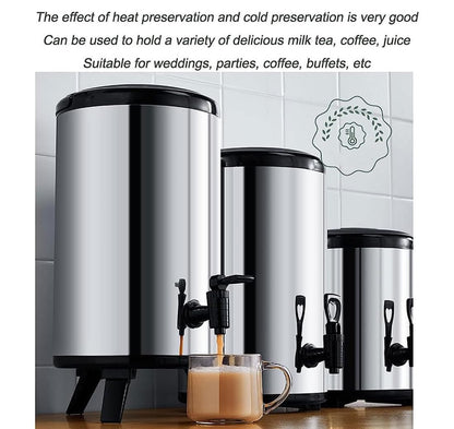12L Triple-Layer Stainless Steel Beverage Dispenser with 304 Steel Liner, Foldable Tripod Stand, -30°C to 150°C Heat-Cold Resistance & Long-Hour Thermal Preservation for Tea, Coffee, Milk & Juice