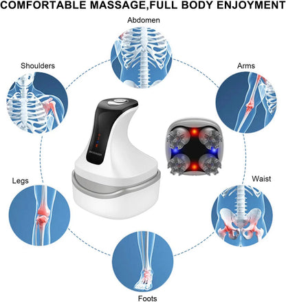 Portable Electric 4D Rechargeable Head & Body Massager with Magnetic Charging and Soft Silicone Kneading Heads