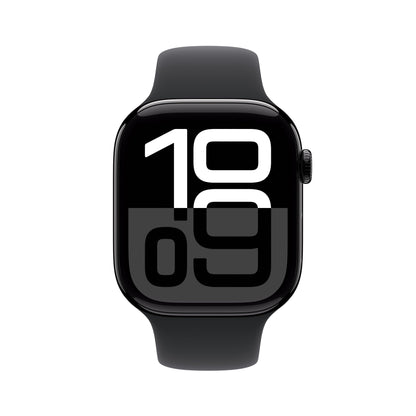 Apple Watch Series 10 GPS + Cellular 46mm Jet Black Aluminium Case with Black Sport Band - S/M