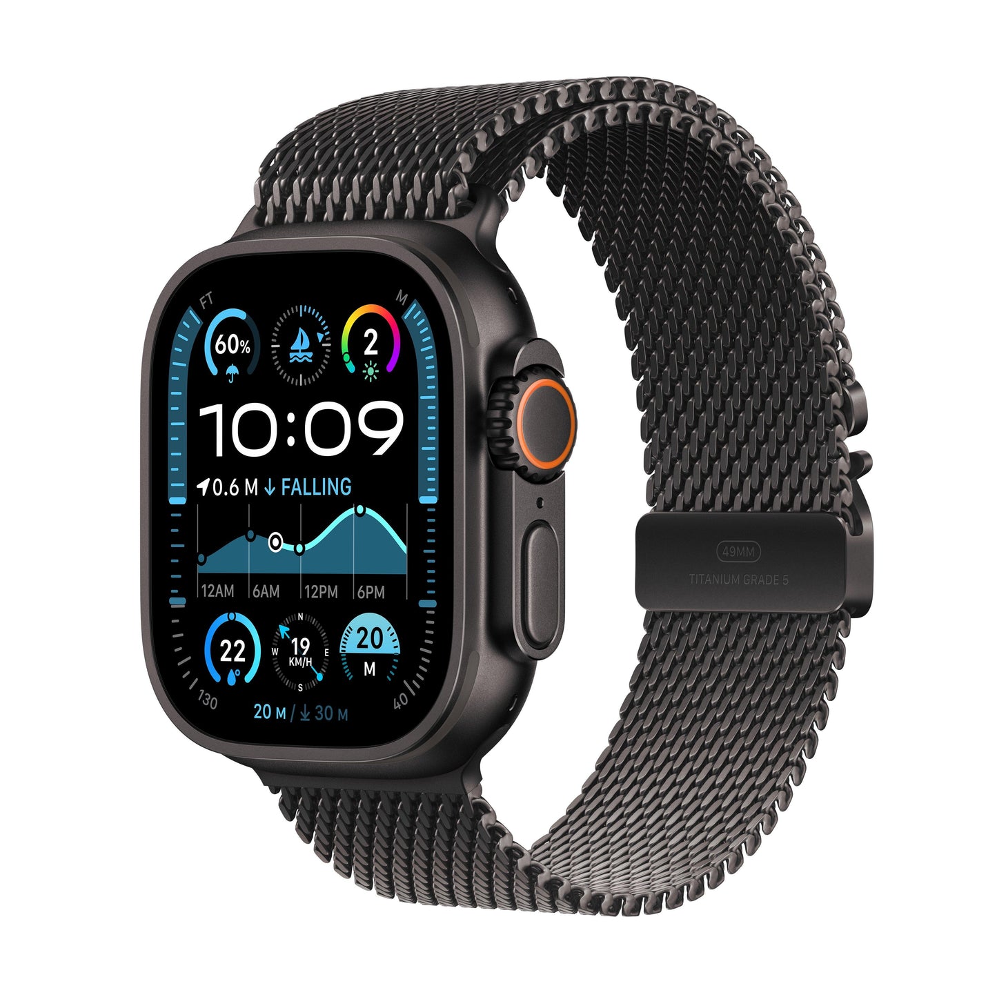 Apple Watch Ultra 2 GPS + Cellular 49mm Black Titanium Case with Black Titanium Milanese Loop