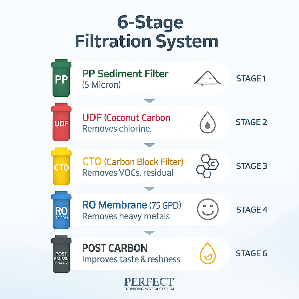 PERFECT RO Water Filtration & Purifier System with 6-Stage Reverse Osmosis, 75GPD Membrane & Mineral Boost for Clean, Healthy, Great-Tasting Drinking Water - with Installation
