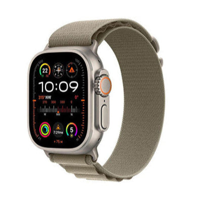 Apple Watch Ultra 2 GPS + Cellular, 49mm Titanium Case with Olive Alpine Loop - Medium