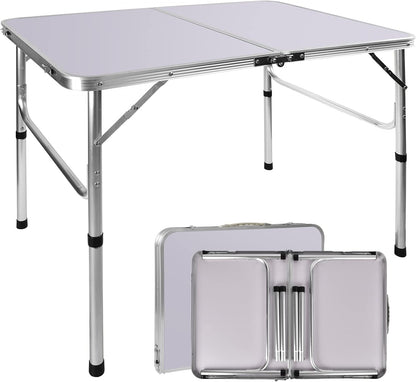 Portable Foldable Adjustable Folding Table & 4 Stools Set for Outdoor Picnics and Camping