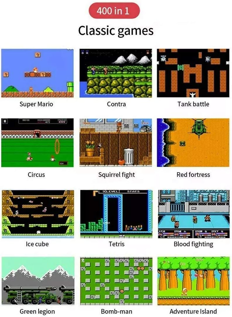 400-in-1 Retro Handheld Game Box Console with 3.0" LCD, TV Output & 6-Hour Battery