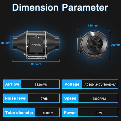 Variable Speed Controller - Ventilation Exhaust Fan Using for Heating Cooling Booster, Grow Tents, Hydroponics,Home use Ventilation and Exhaust Blower.