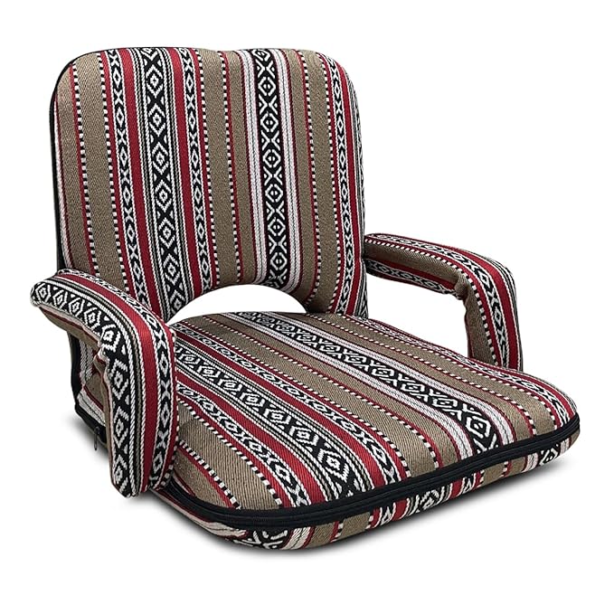 Adjustable Folding Floor Chair with Armrests & 6-Position Backrest for Camping Picnic & Outdoors