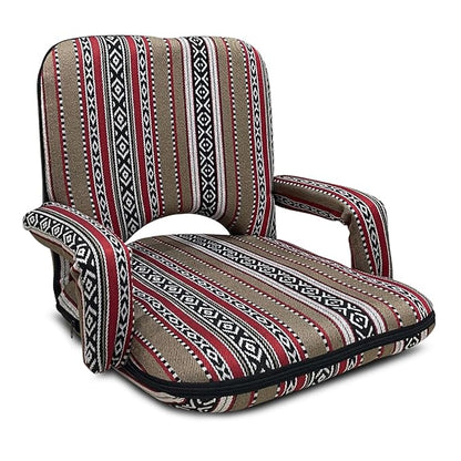 Adjustable Folding Floor Chair with Armrests & 6-Position Backrest for Camping Picnic & Outdoors