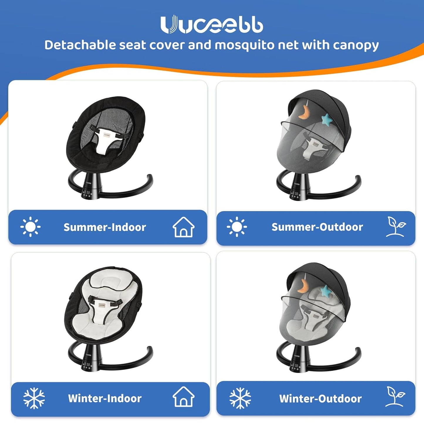 Uuoeebb Portable Baby Swing for Infants