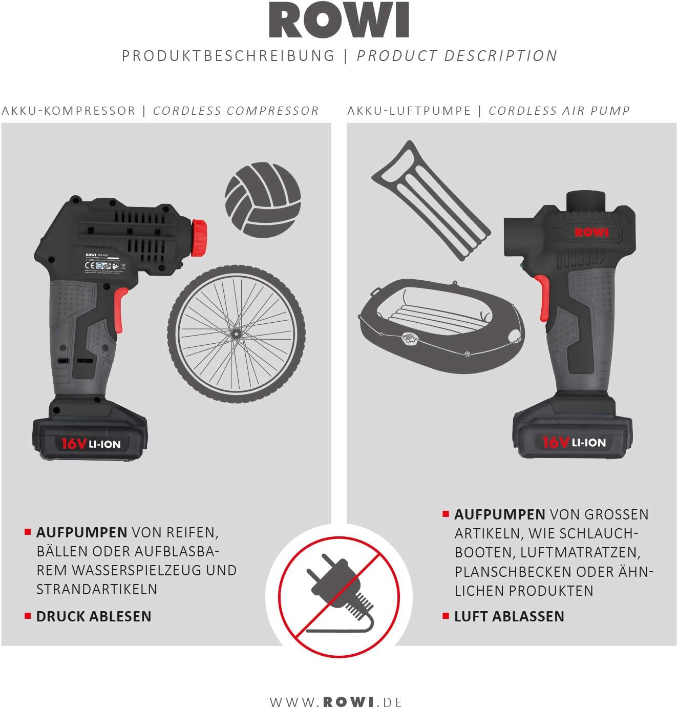 Rowi Rechargeable Electric Battery Compressor