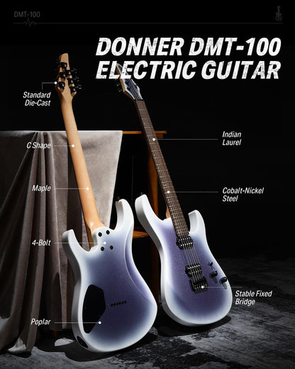 Metal Electric Guitar Beginner Kits with Bag, Strings, Strap, Cable, Strings Dampener for Rock Music Lover