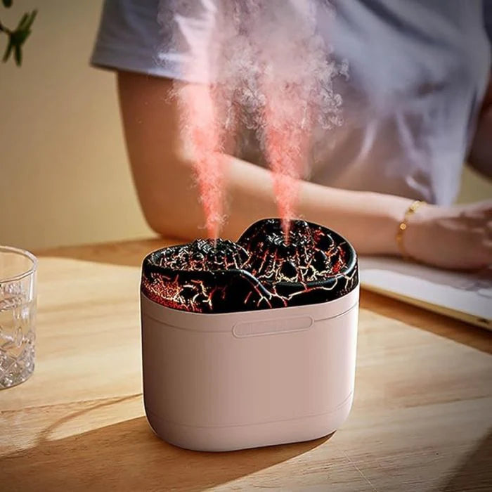 Air Humidifier & Essential Oil Diffuser with Colorful Volcanic Night Light – 300ml