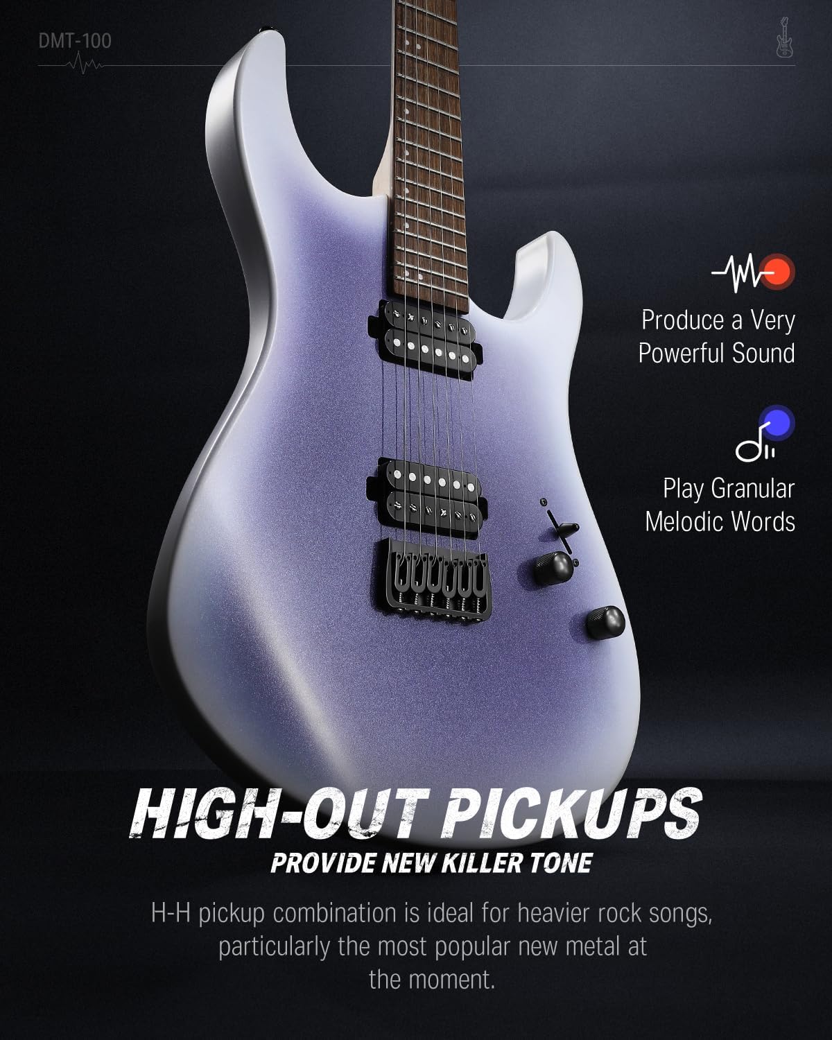 Metal Electric Guitar Beginner Kits with Bag, Strings, Strap, Cable, Strings Dampener for Rock Music Lover