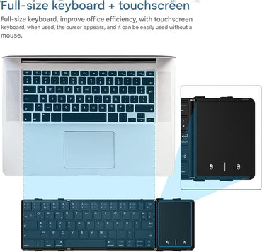 Premium Portable & Foldable Wireless Keyboard with Touchpad, Multi-Device Wireless Connectivity, USB-C Rechargeable, 60H Working Time, Compatible with iOS, Android, Windows & Mac – Portable Travel Gadget