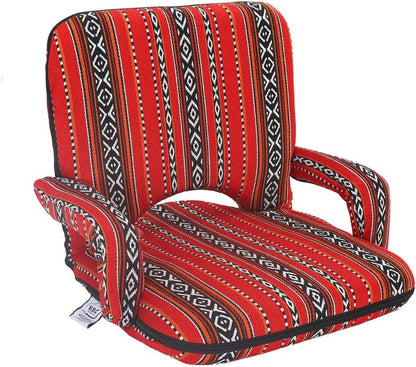 Adjustable Folding Floor Chair with Armrests & 6-Position Backrest for Camping Picnic & Outdoors