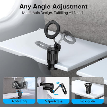 360°Rotating Magnetic Airplane Phone Holder Mount, for Magsafe Airplane Travel Essentials Accessories, Adjustable Foldable Universal Handsfree Phone Stand