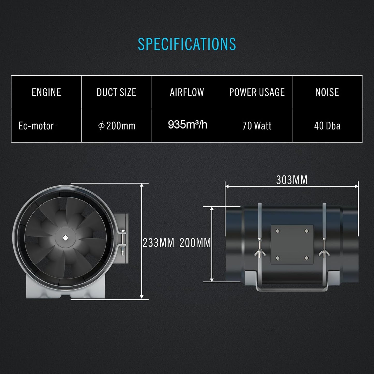 Variable Speed Controller - Ventilation Exhaust Fan Using for Heating Cooling Booster, Grow Tents, Hydroponics,Home use Ventilation and Exhaust Blower.