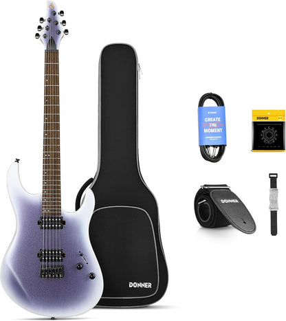 Metal Electric Guitar Beginner Kits with Bag, Strings, Strap, Cable, Strings Dampener for Rock Music Lover