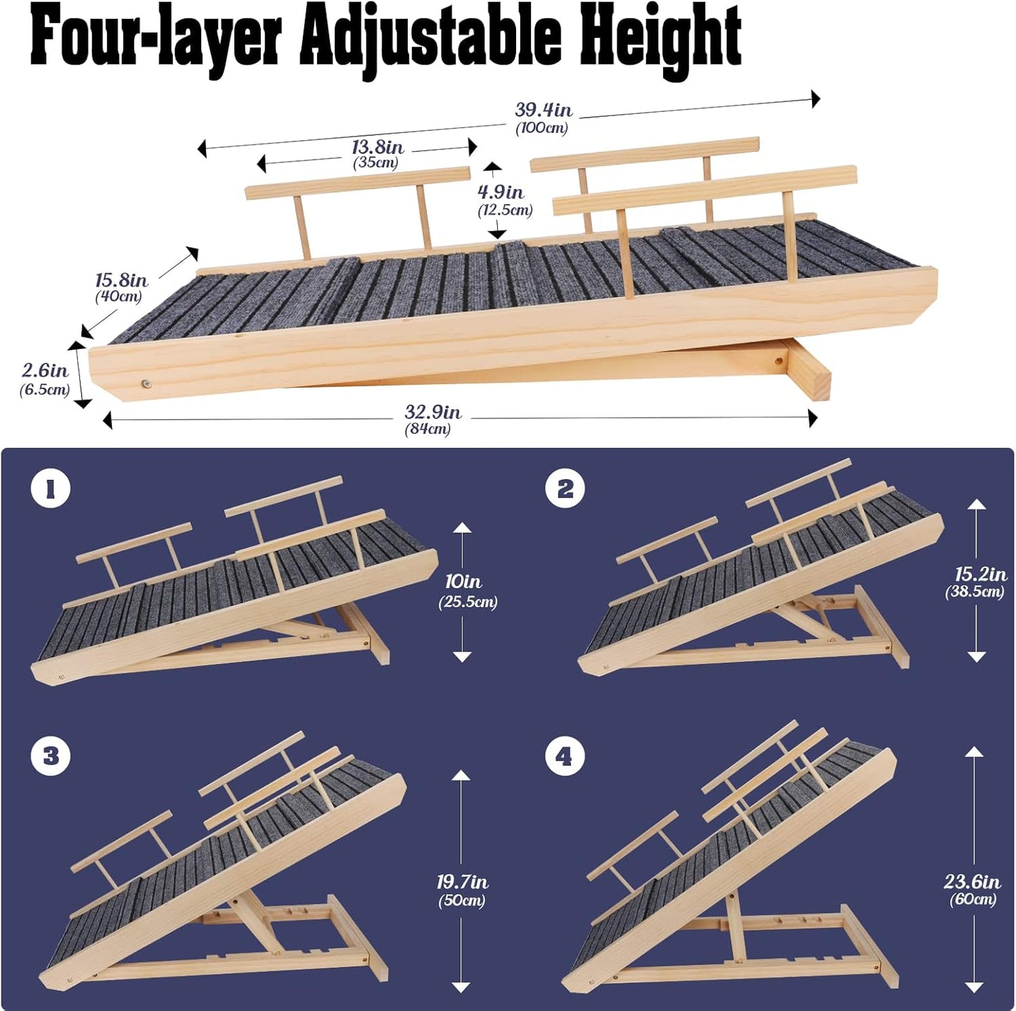 Non-Slip Folding Dog Ramps with Safety Side Rails