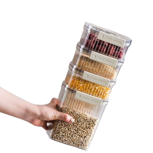 Airtight Plastic Food Storage Jar with Detachable Lids - 5 Pcs Set