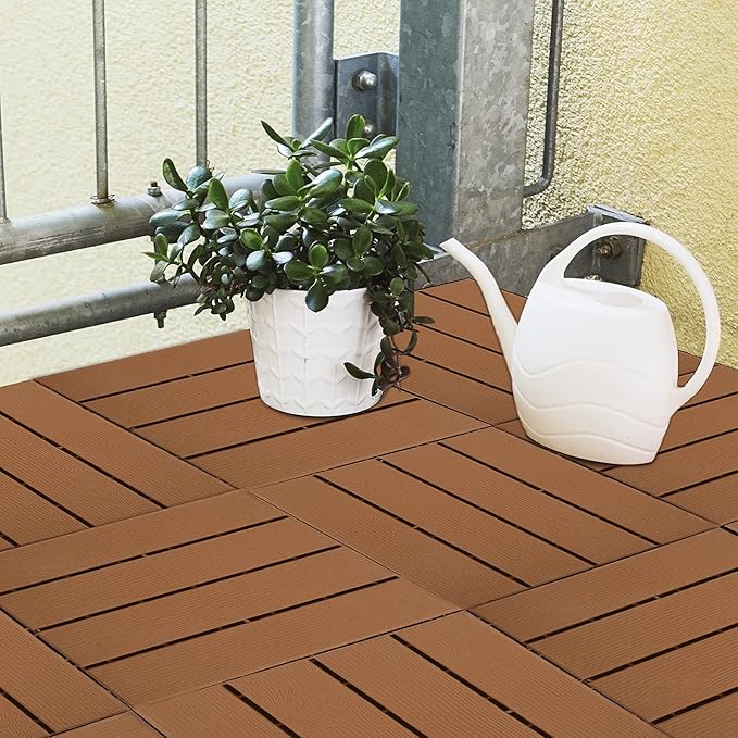 MAXXMEE Terrace Tiles in Wood Look with UV Protection, Floor Panels in Wood Look with Plug-In System for Easy Laying