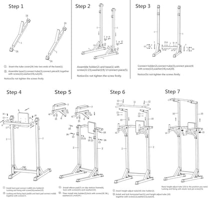 Adjustable Power Tower Multi-Function Strength Training Dip Stand Workout Station