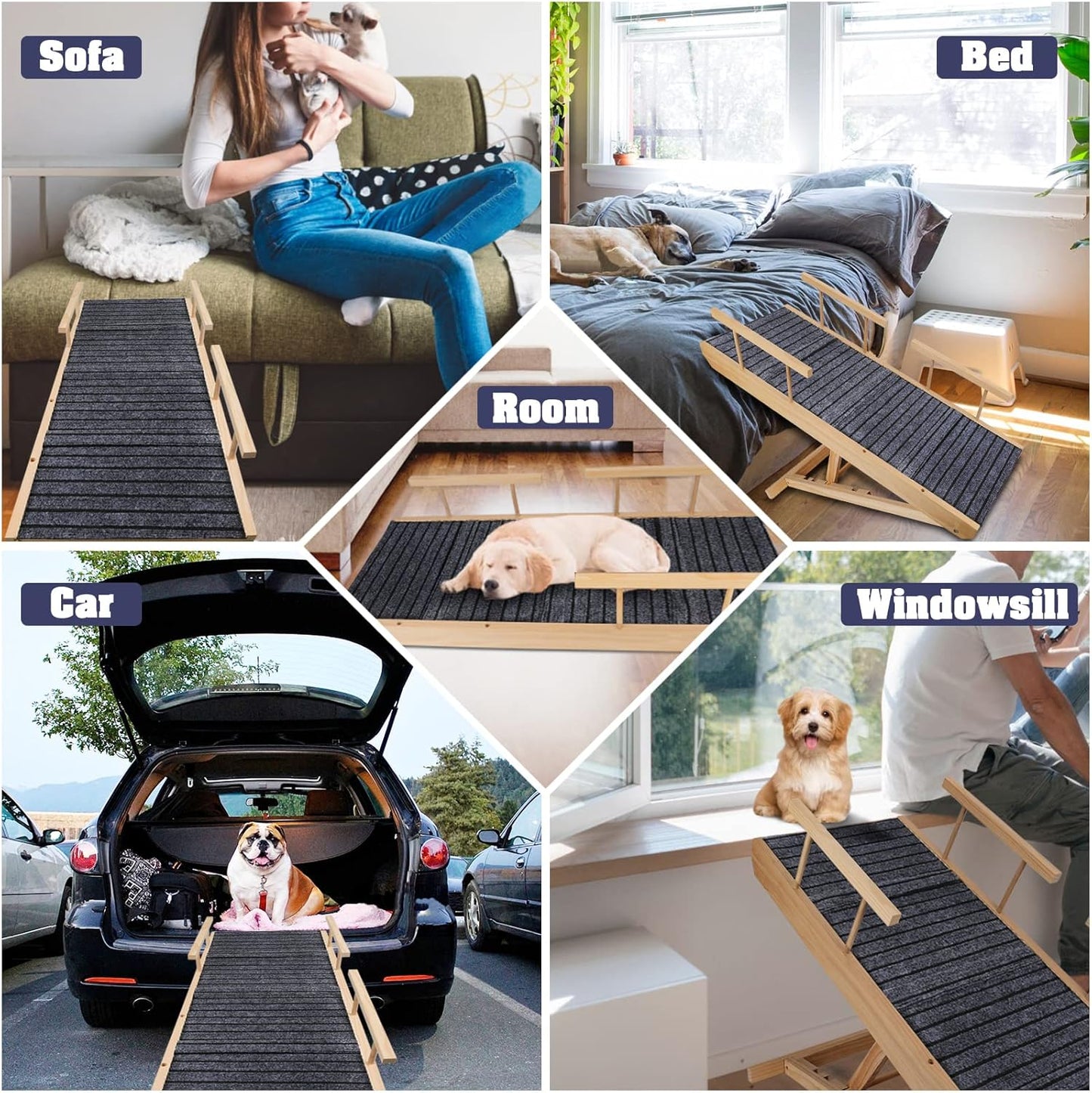 Non-Slip Folding Dog Ramps with Safety Side Rails