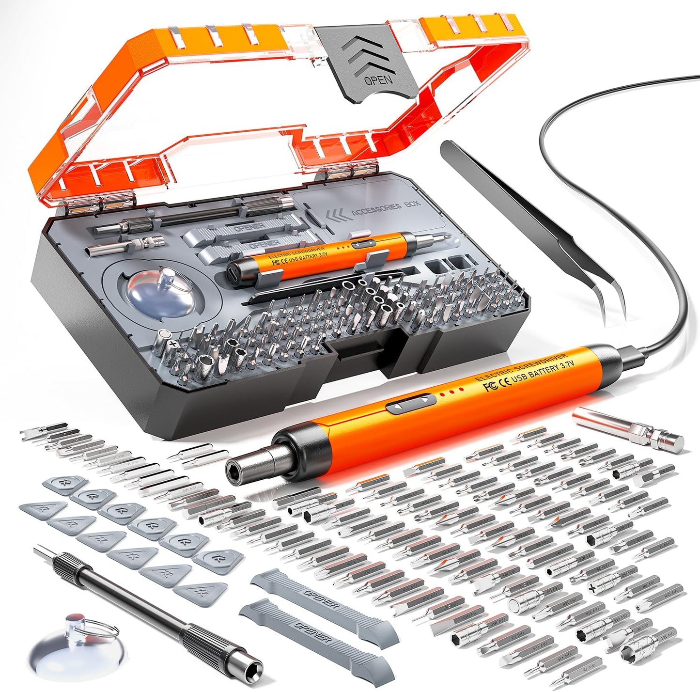 120-in-1 Multifunctional Electric Screwdriver Set with 500mAh Rechargeable Battery, 150RPM Speed, Type-C Charging, Precision Bits & Portable Tool Case