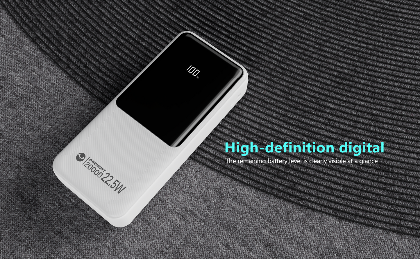 السعة 20000 مللي أمبير/ساعة/3.7 فولت، اللون: أسود/أبيض