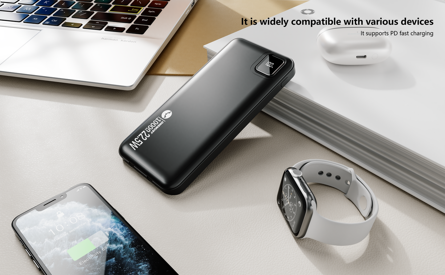 Capacity 10000mAh/3.7V, Colour - Black/White