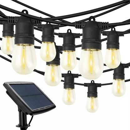 8M Solar String Lights RC with 10 LED Bulbs, 8 Lighting Modes, 18650 Battery 1200mAh, USB Backup Charging, Charge Indicator & IP44 Weather Protection for Camping, Garden, Patio & Outdoor Decoration